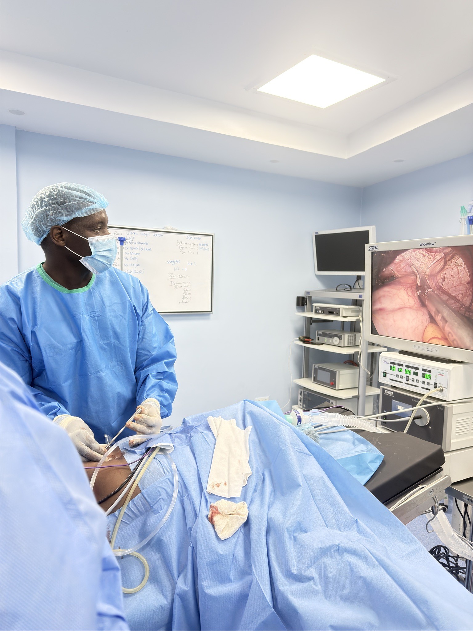 Dr. Lukale performing endoscopy in theatre